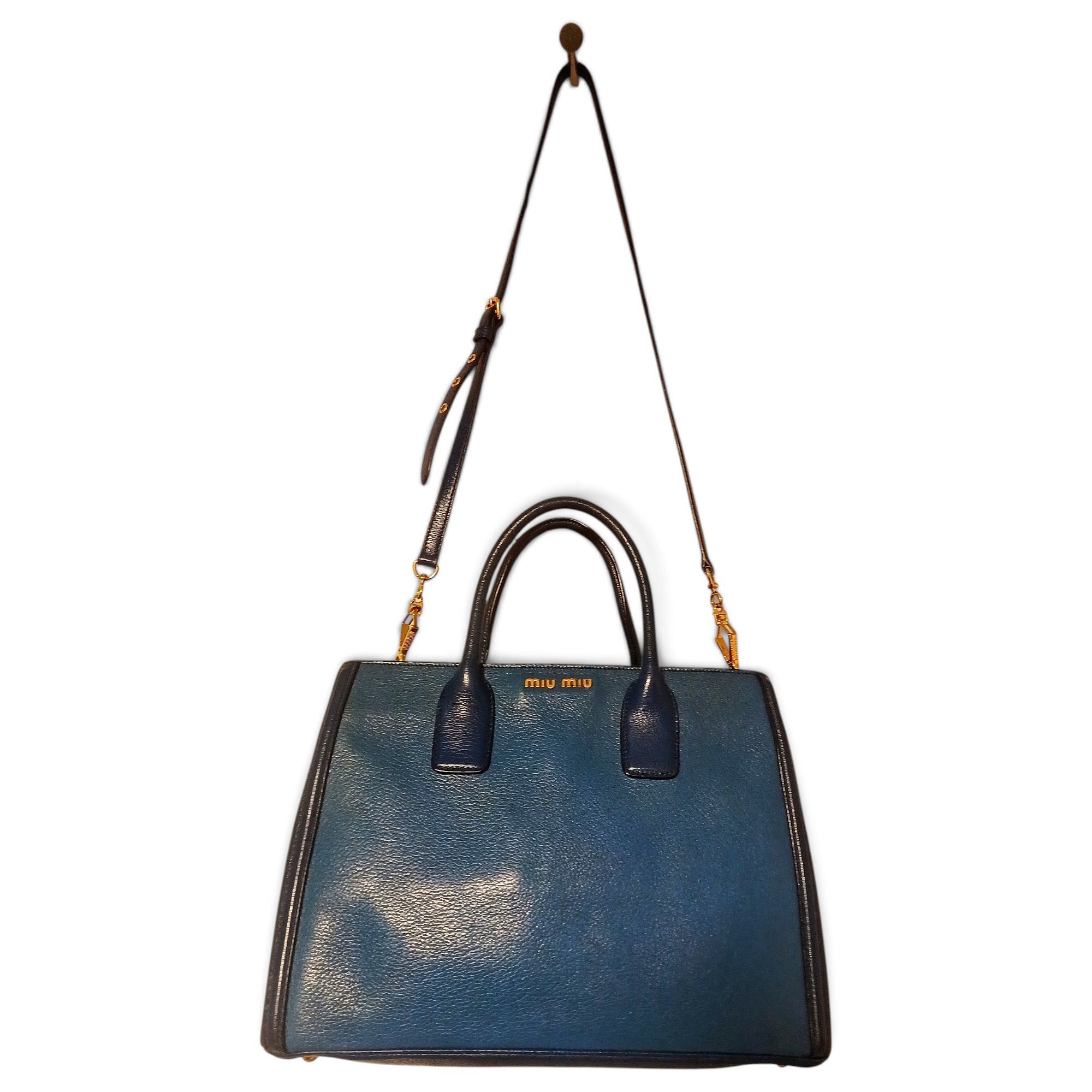 Madras leather tote