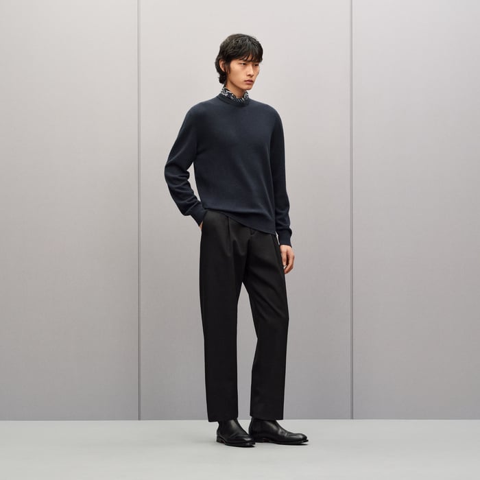 Bleu Nuit "H Bartack" Crewneck Cashmere Sweater