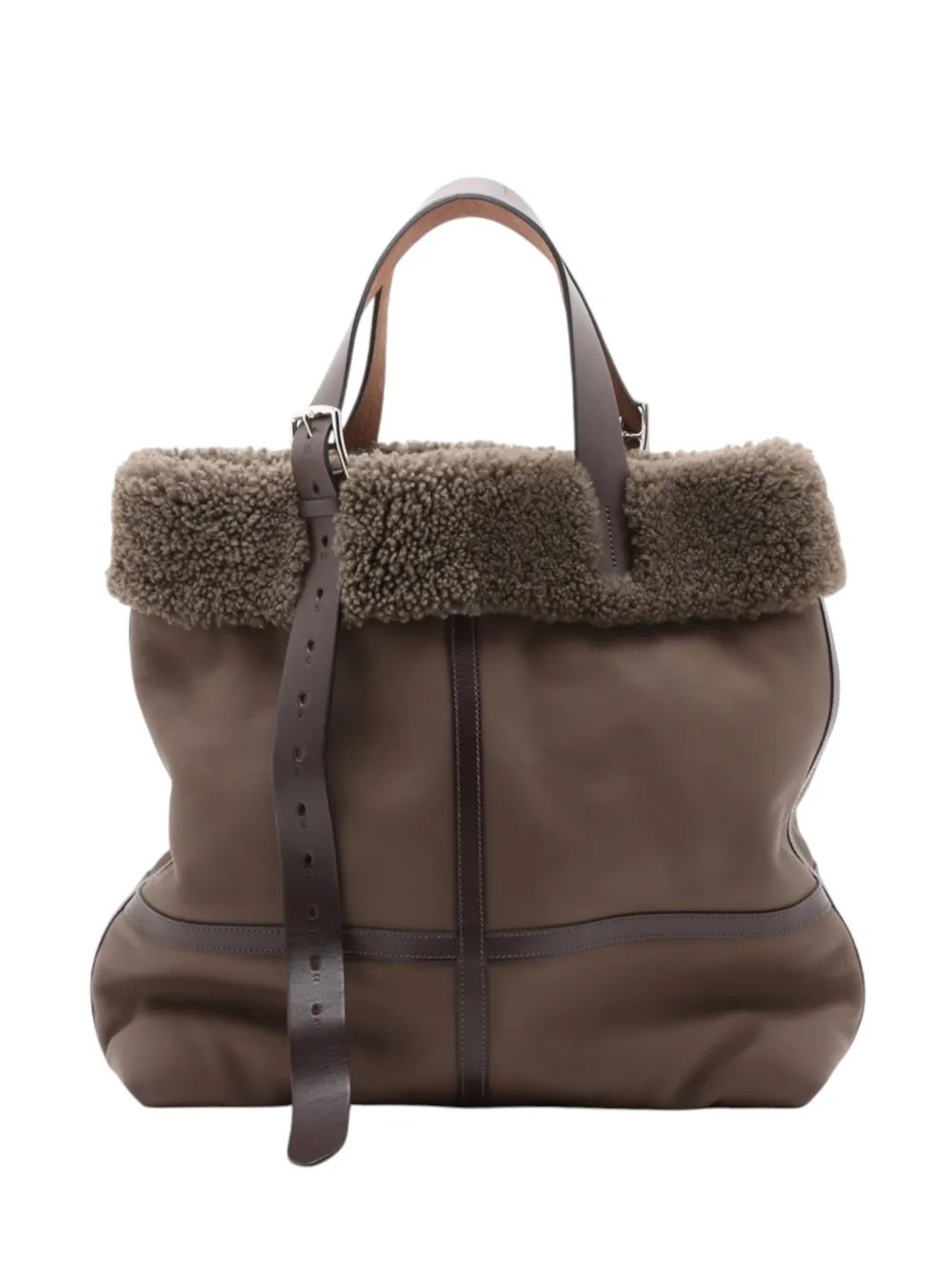 2018 Clemence Shearling Etriviere Aviator tote bag