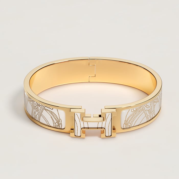 Orfèvre Jaune or Blanc Clic H Brides De Gala Applique Pique Bracelet
