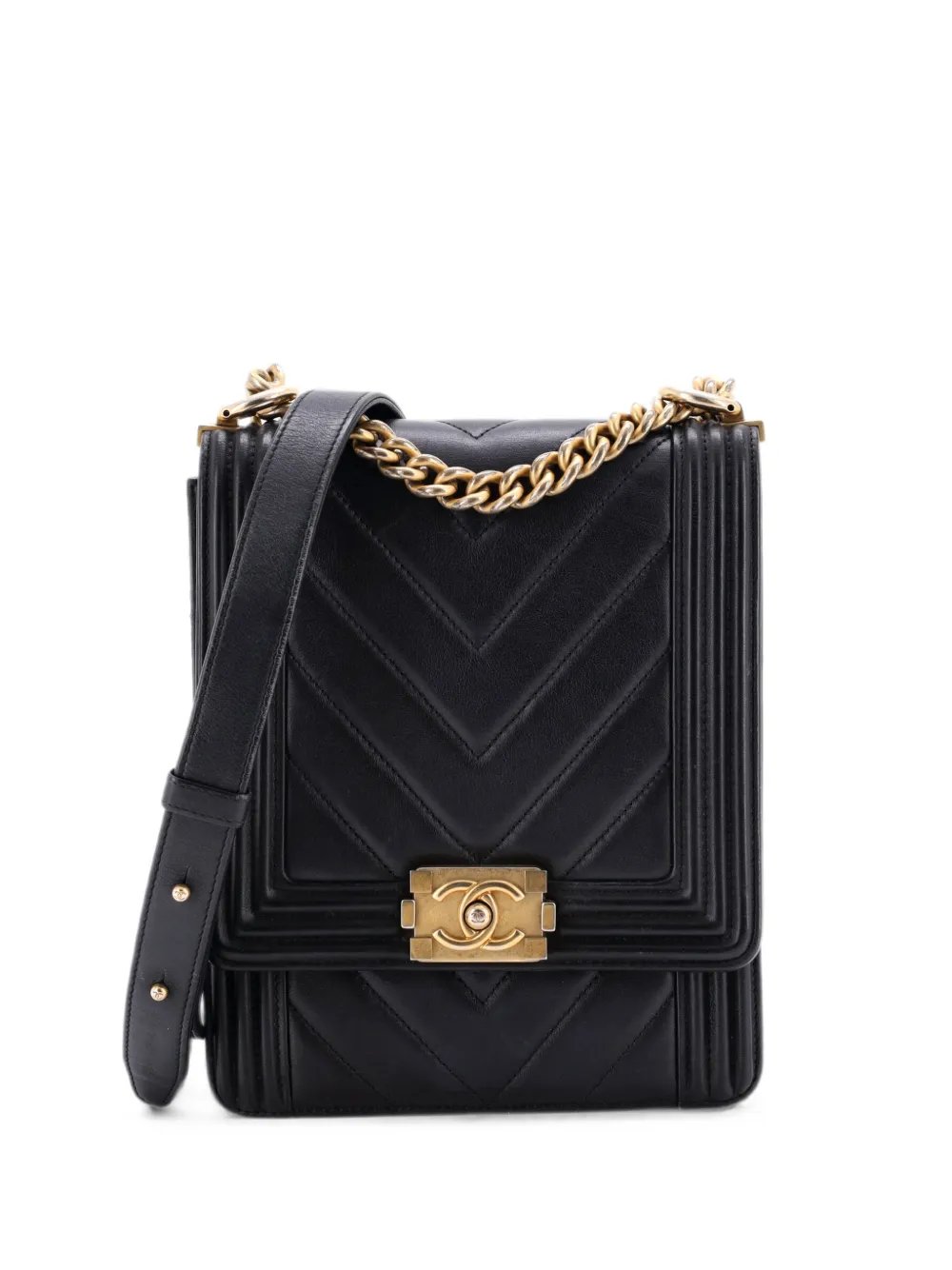 North South Boy Flap Bag Chevron Lambskin Small crossbody bag