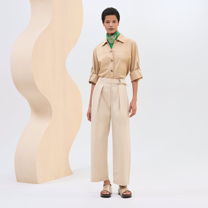 Beige Pyrite High-waisted Chino Pants
