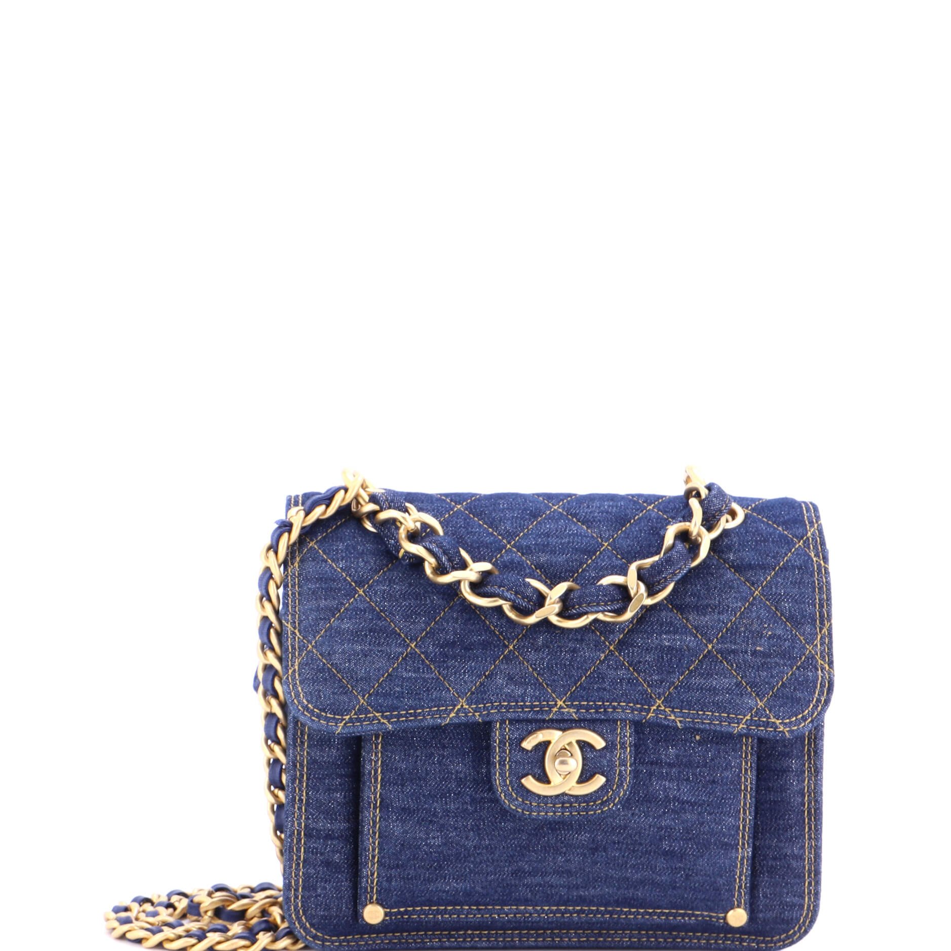 Double You CC Flap Bag Quilted Denim Medium