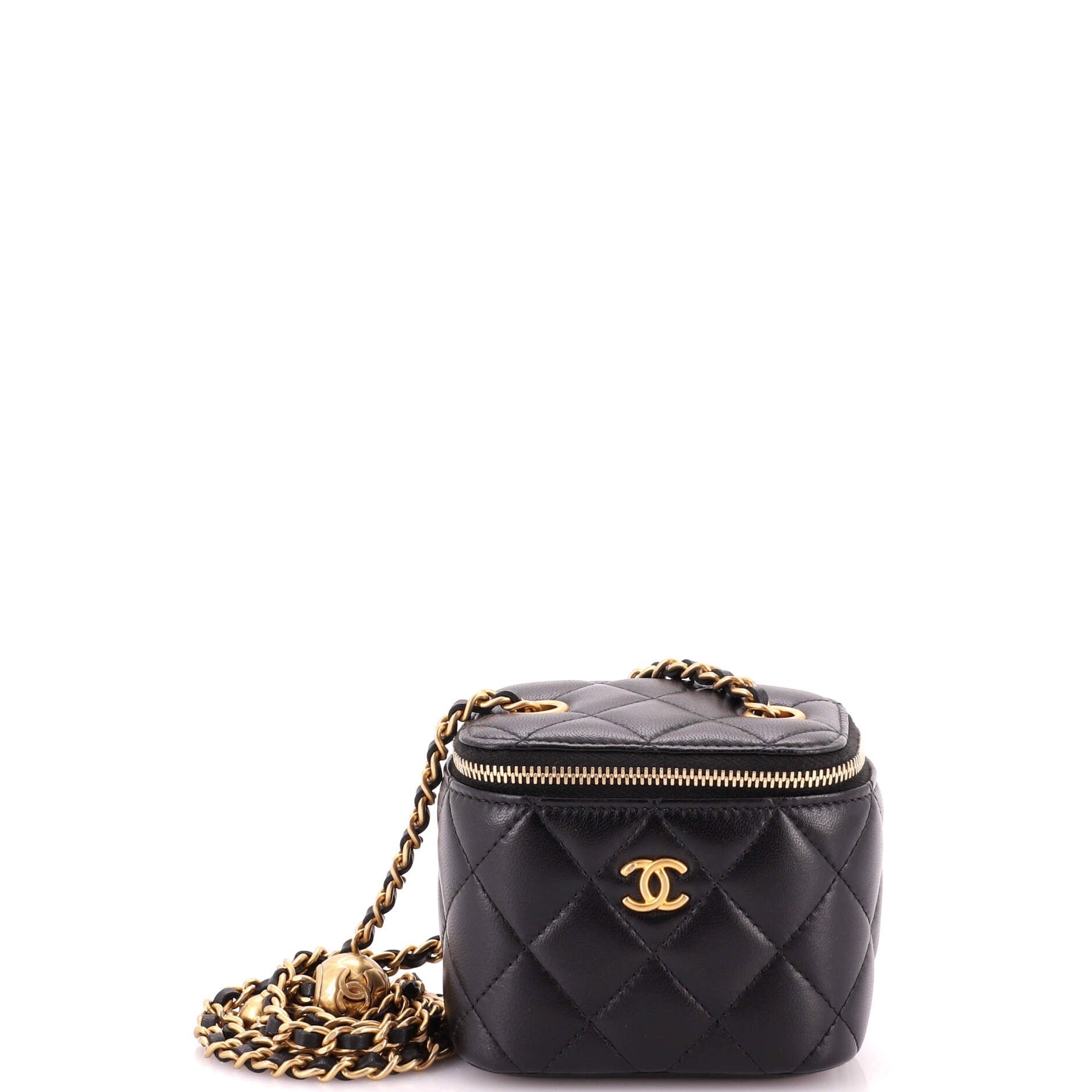 Pearl Crush Vanity Case with Chain Quilted Lambskin Mini
