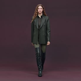 Wrap leather suit jacket