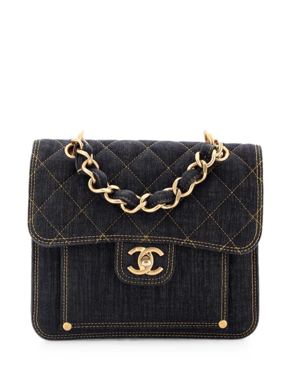 Double You CC Flap Bag Quilted Denim Medium shoulder bag
