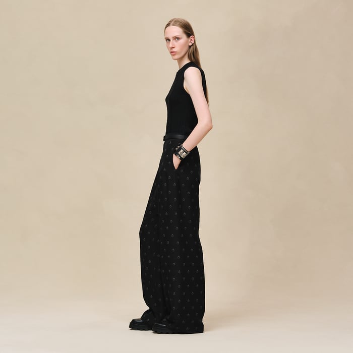 Noir "Aux Champs En Fleurs" Pants