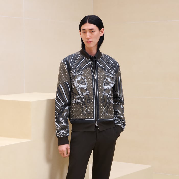 Kaki "Cheval Punk Bandana" Rib-trim Jacket