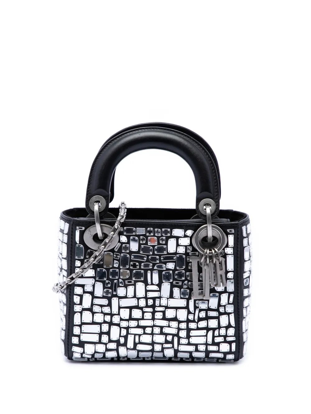 2018 Mini Smooth Calfskin Embroidered Mosaic of Mirrors Lady Dior satchel