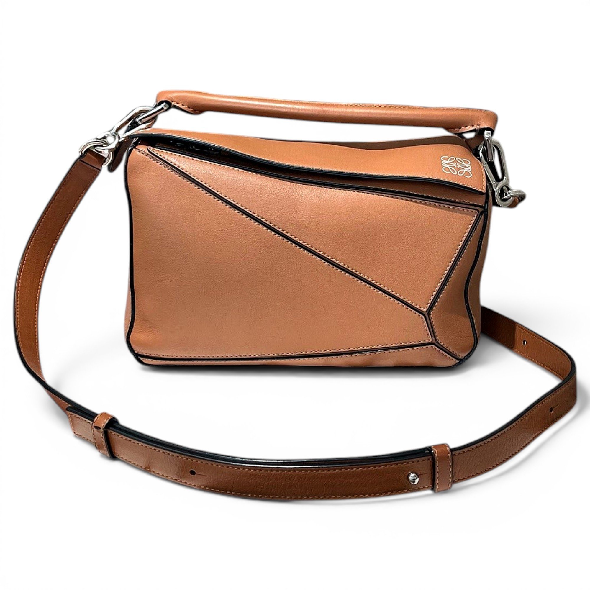 Puzzle leather handbag