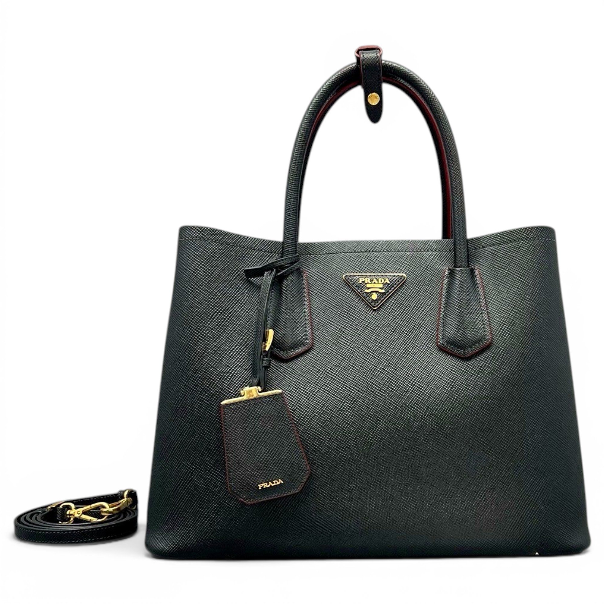 Double leather handbag