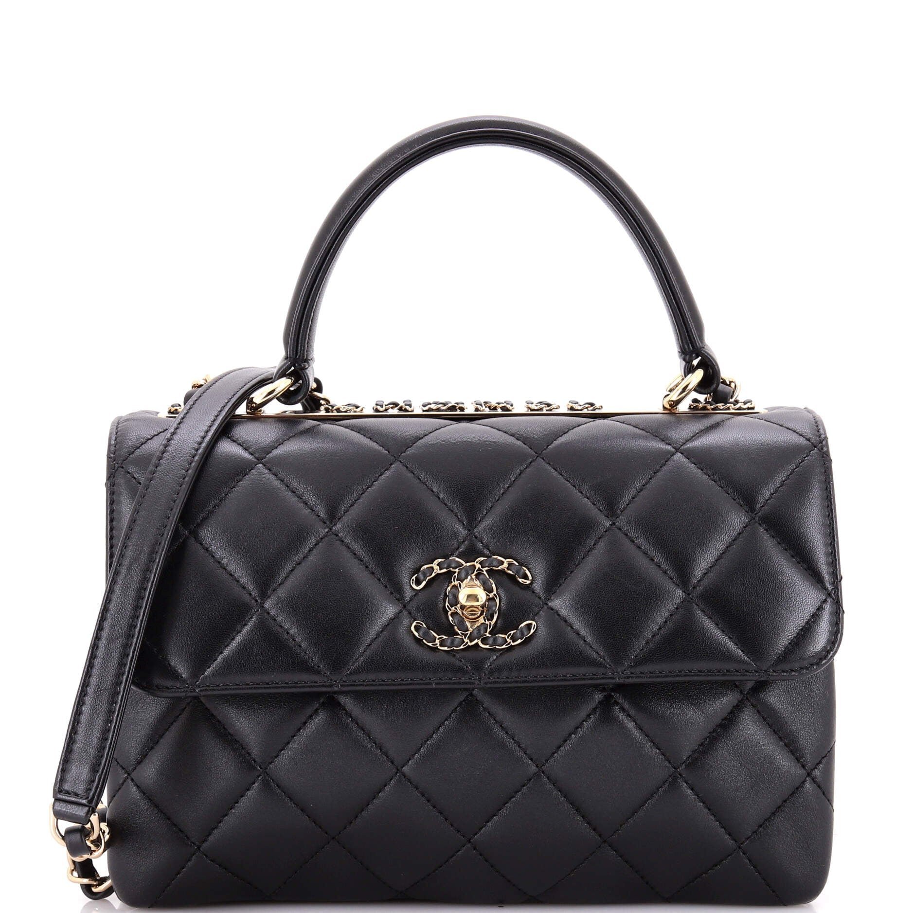Trendy CC Top Handle leather crossbody bag