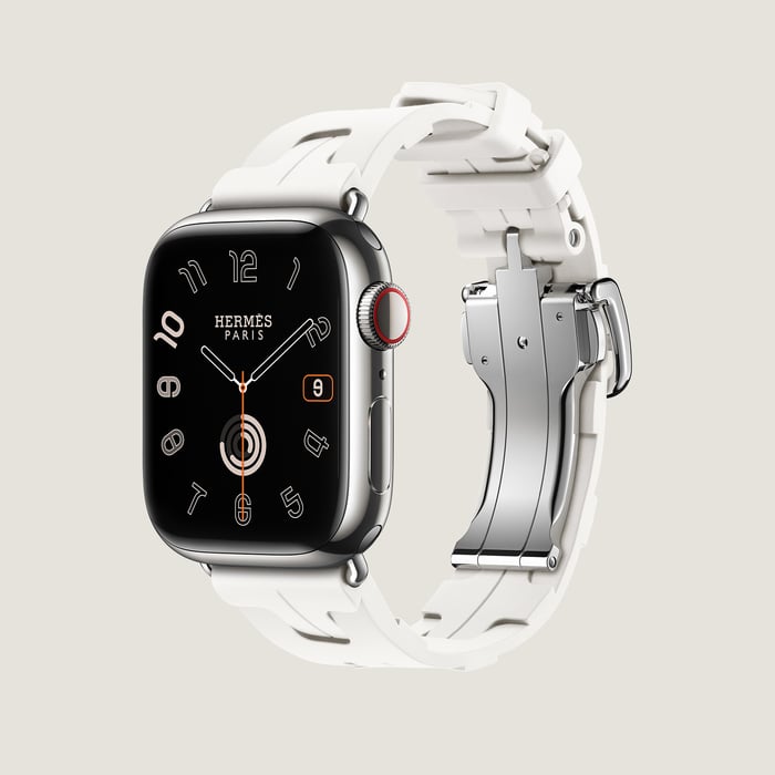 Blanc Bracelet Apple Watch Hermès Simple Tour 42 MM Boucle Déployante Kilim