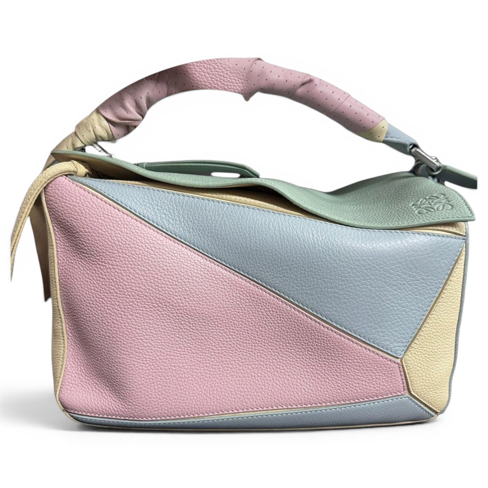 Puzzle leather handbag