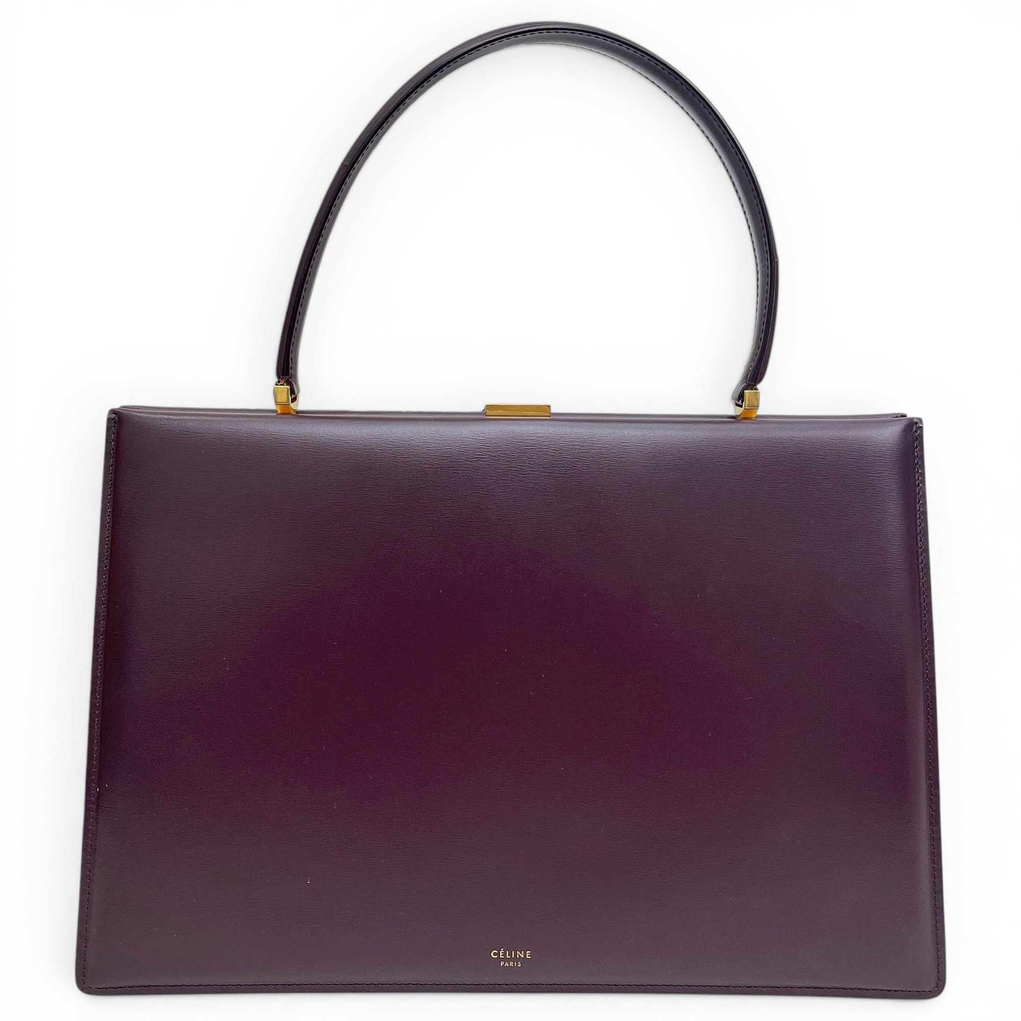 Clasp leather handbag