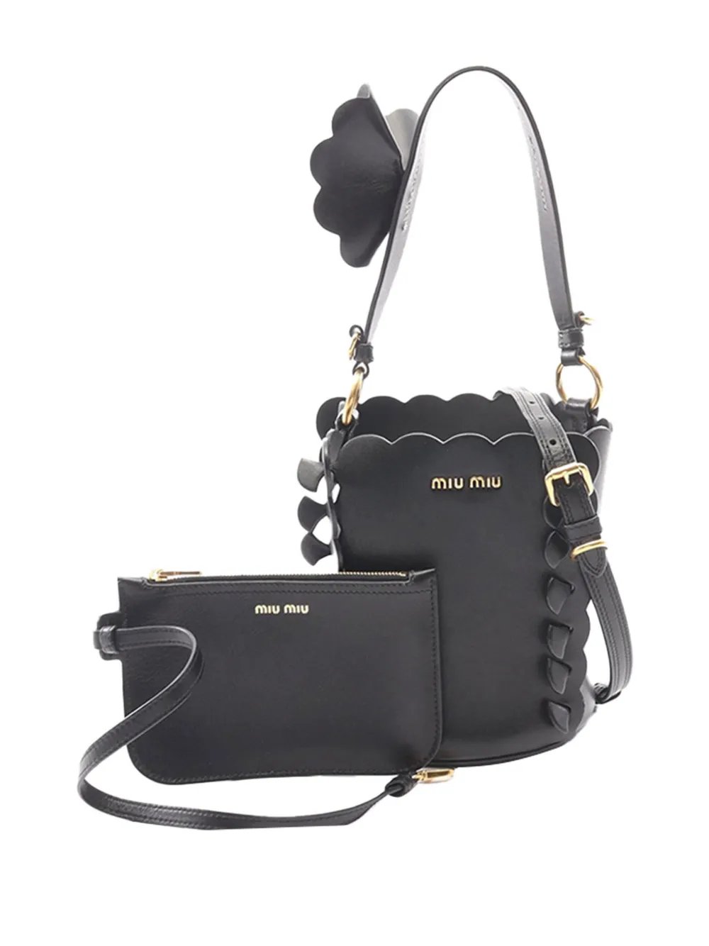 Miu Miu 2010-2026 Leather Flower Bucket Bag satchel