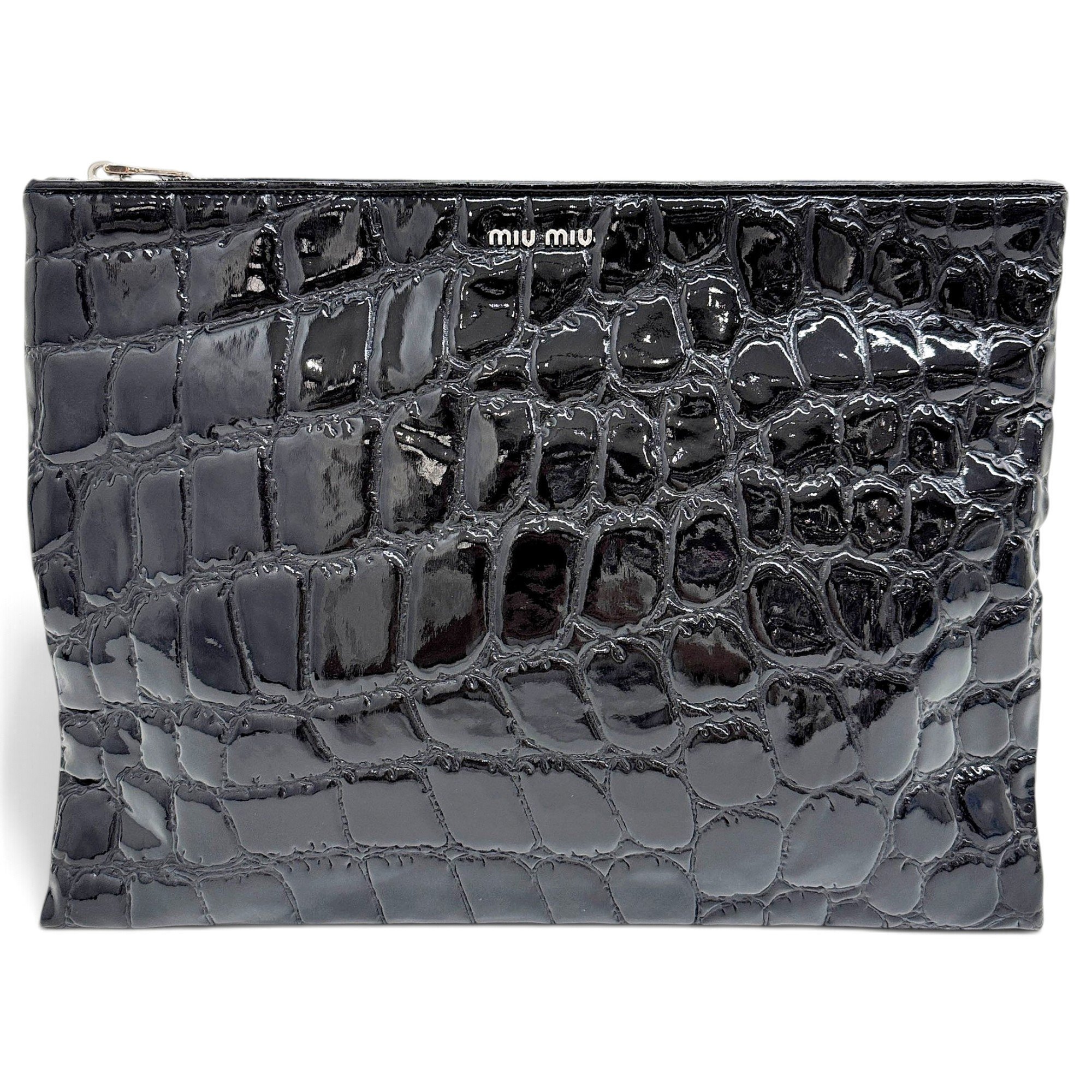 Patent leather clutch bag