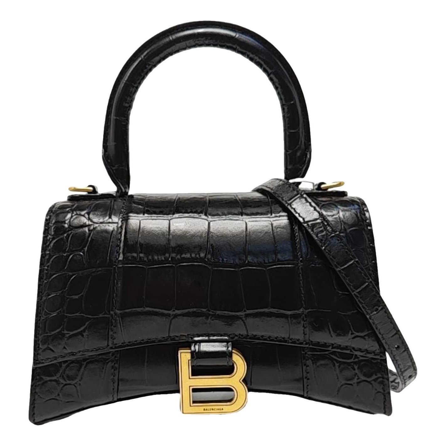 Hourglass leather handbag