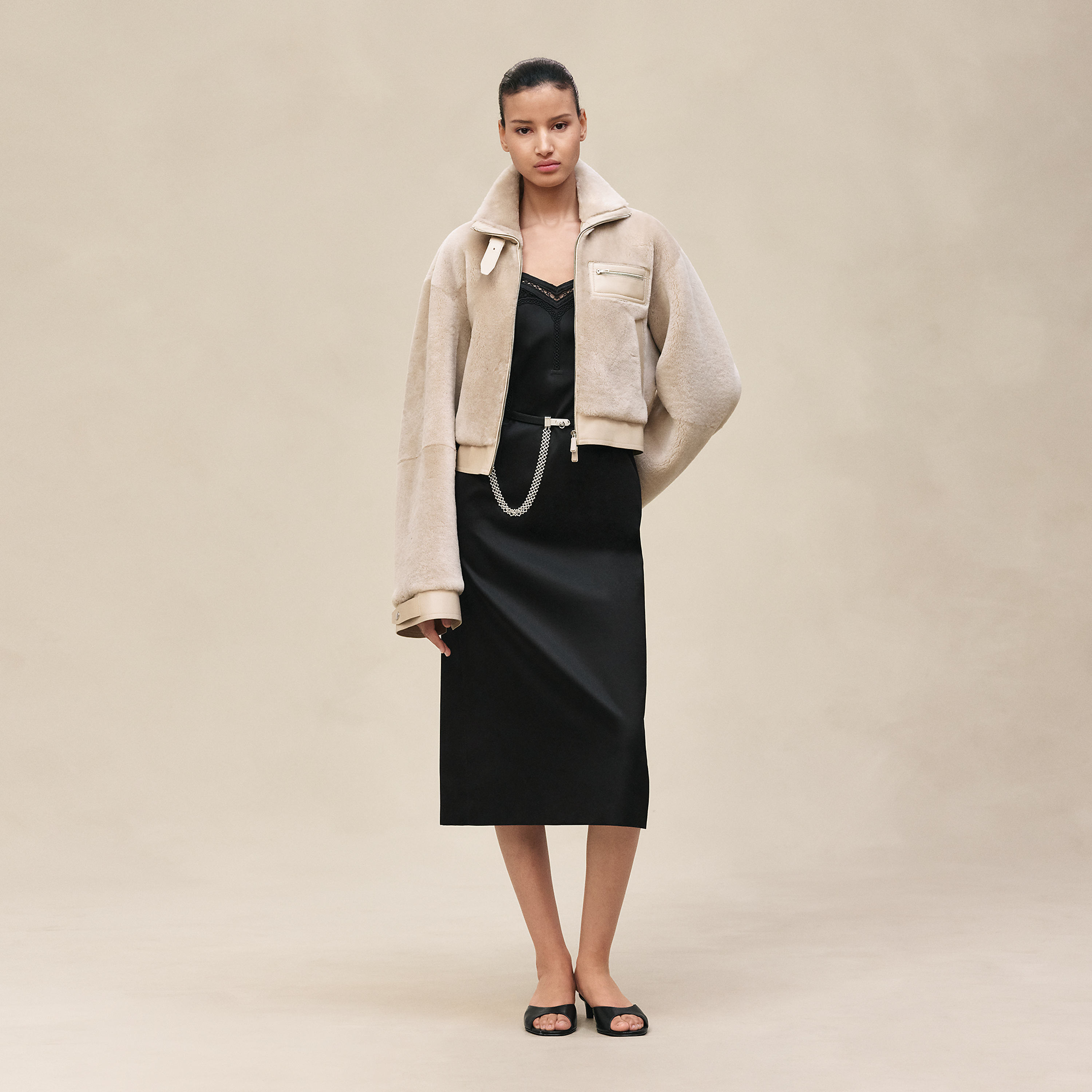Short leather coat