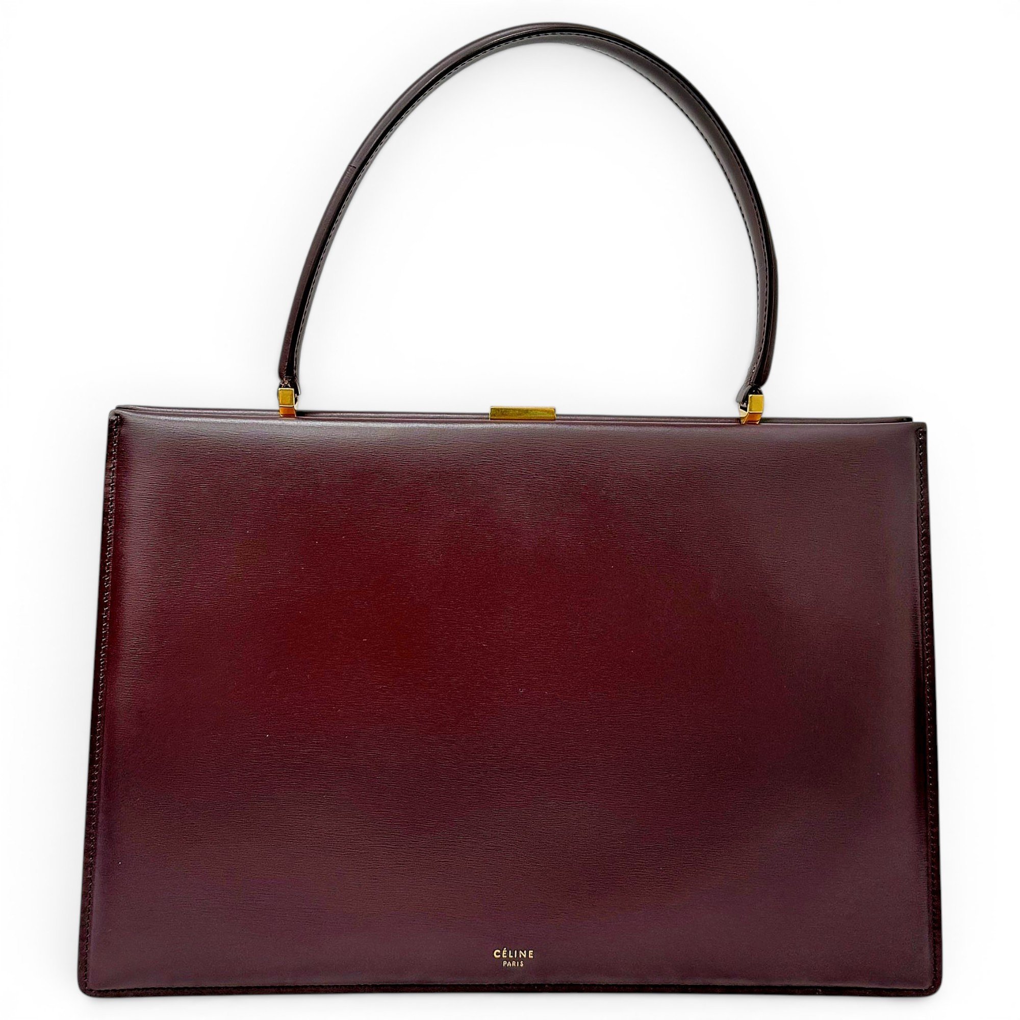 Clasp leather handbag