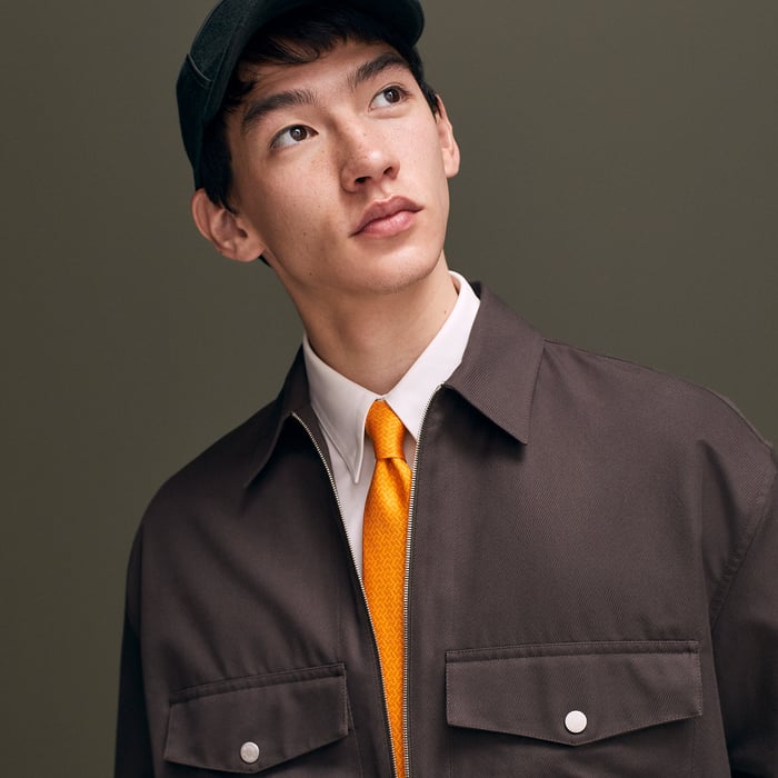 Orange H Oblique Tie
