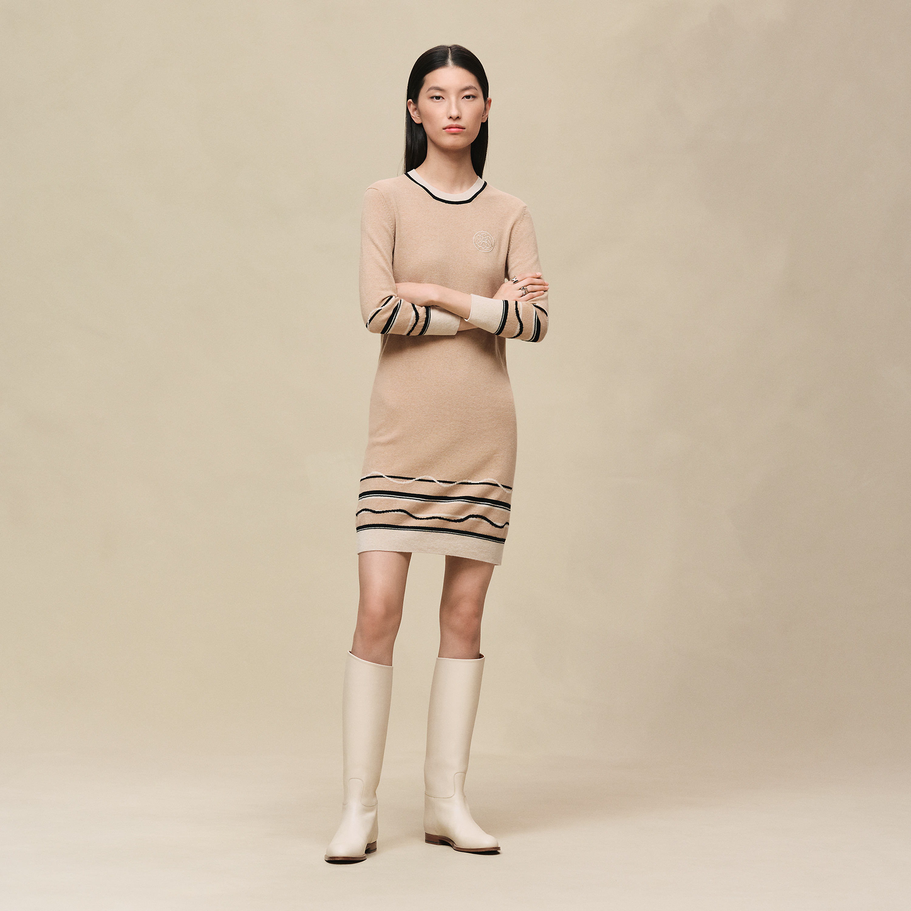 "Ex-Libris" 3/4-sleeve dress