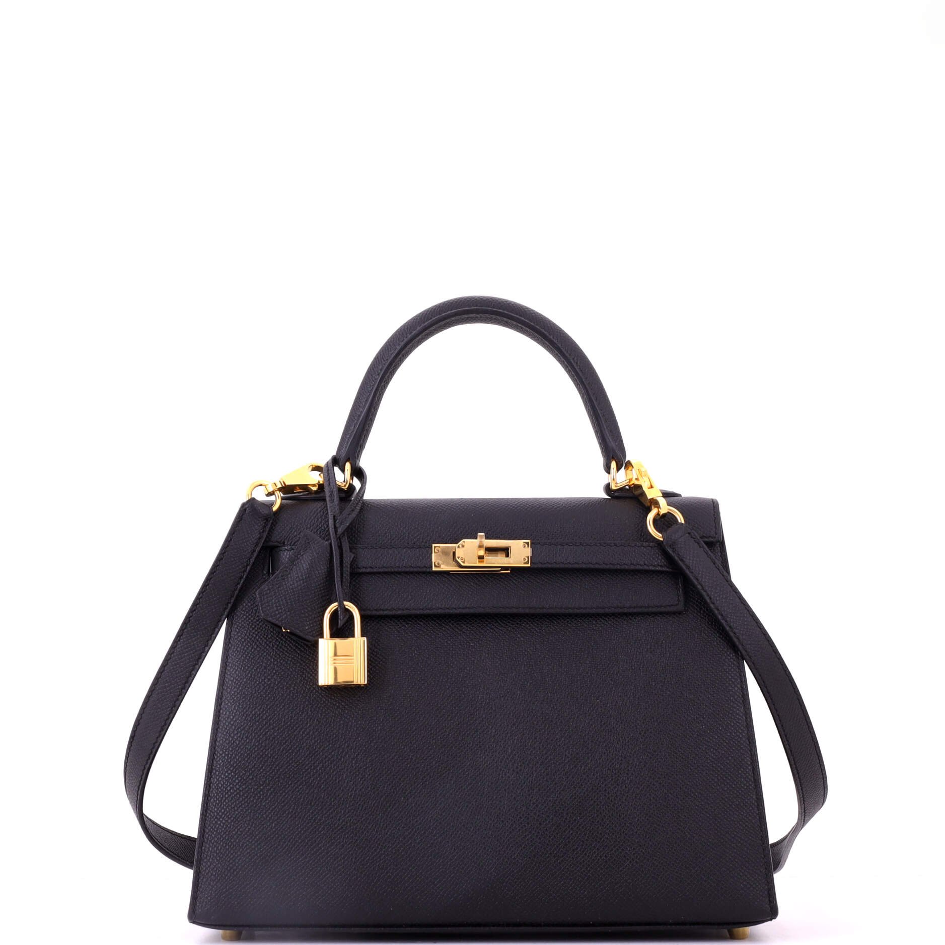 Kelly Handbag Noir Epsom with Gold Hardware 25