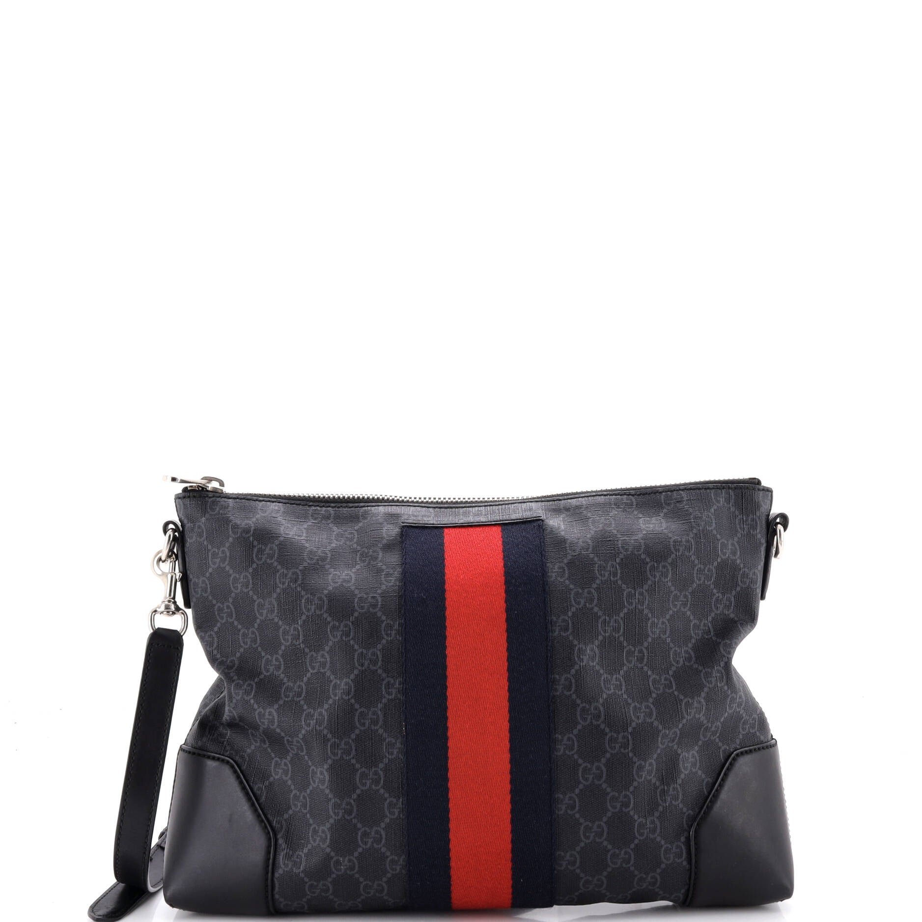 Web Zip Flat Messenger GG Coated Canvas Medium