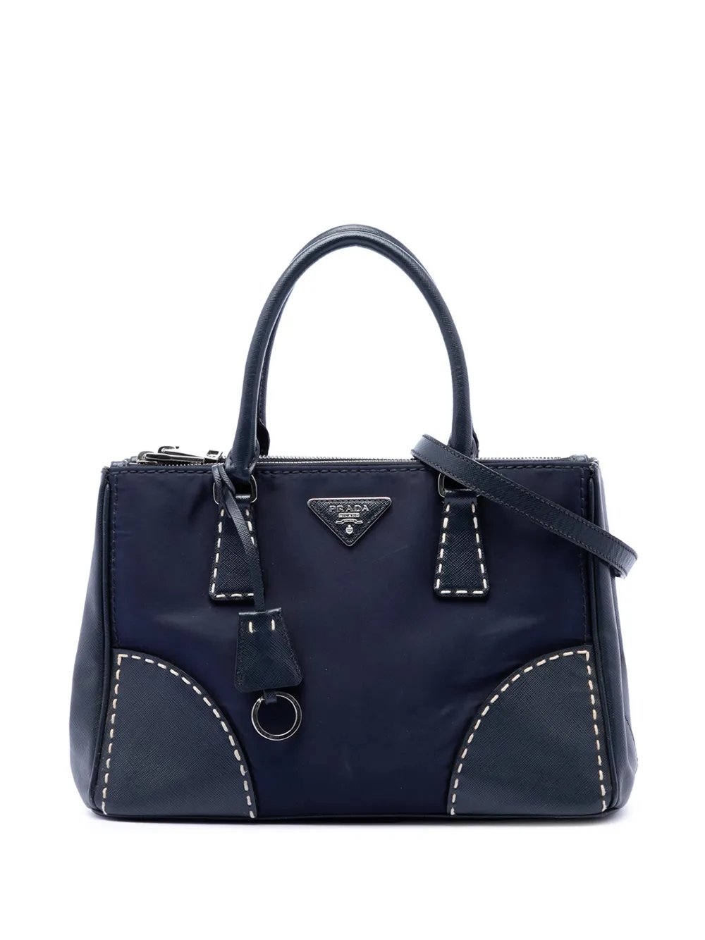 Prada 2015-2026 Small Tessuto and City Calf Hand Stitched Galleria Double Zip satchel