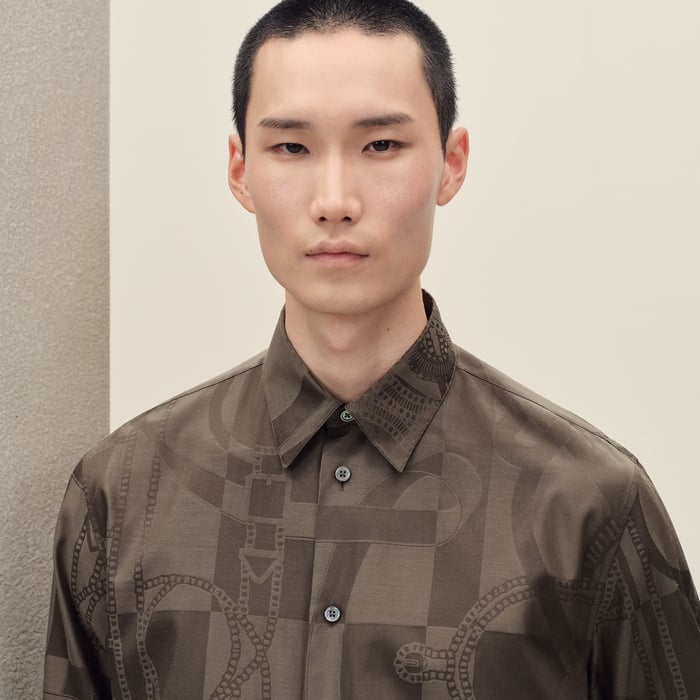 Café "Eperon d'Or Jacquard" Straight Cut Shirt