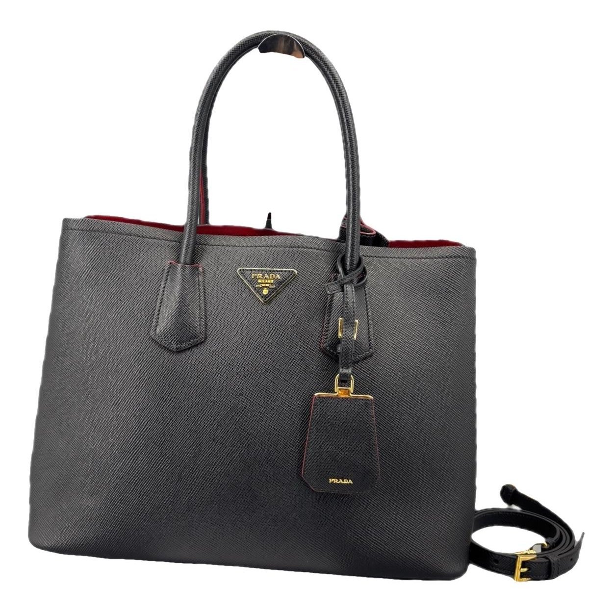 Double leather handbag