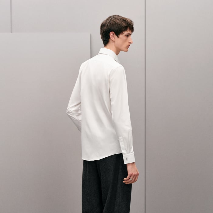 Blanc Fitted Shirt With Faubourg Collar
