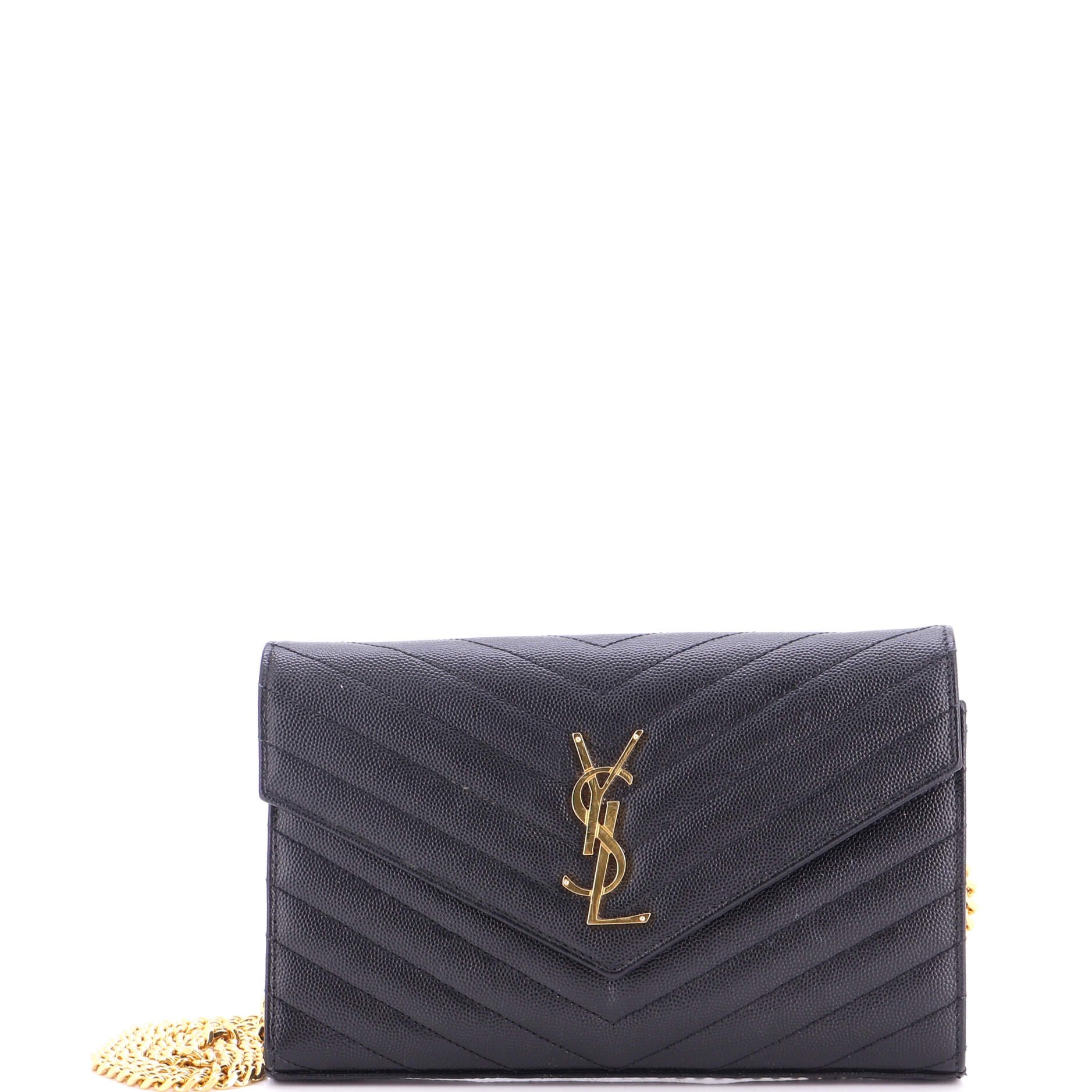 Classic Monogram Wallet on Chain Matelasse Chevron Leather Medium
