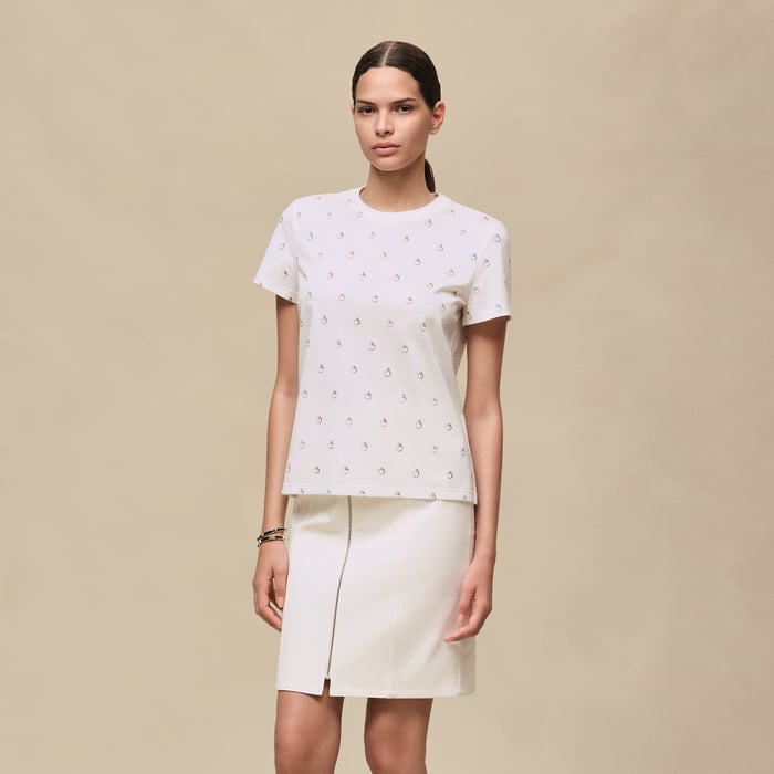 Blanc "Anneau Finesse" Straight T-shirt