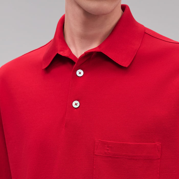 Rouge Vif "H" Embroidered Buttoned Polo Shirt