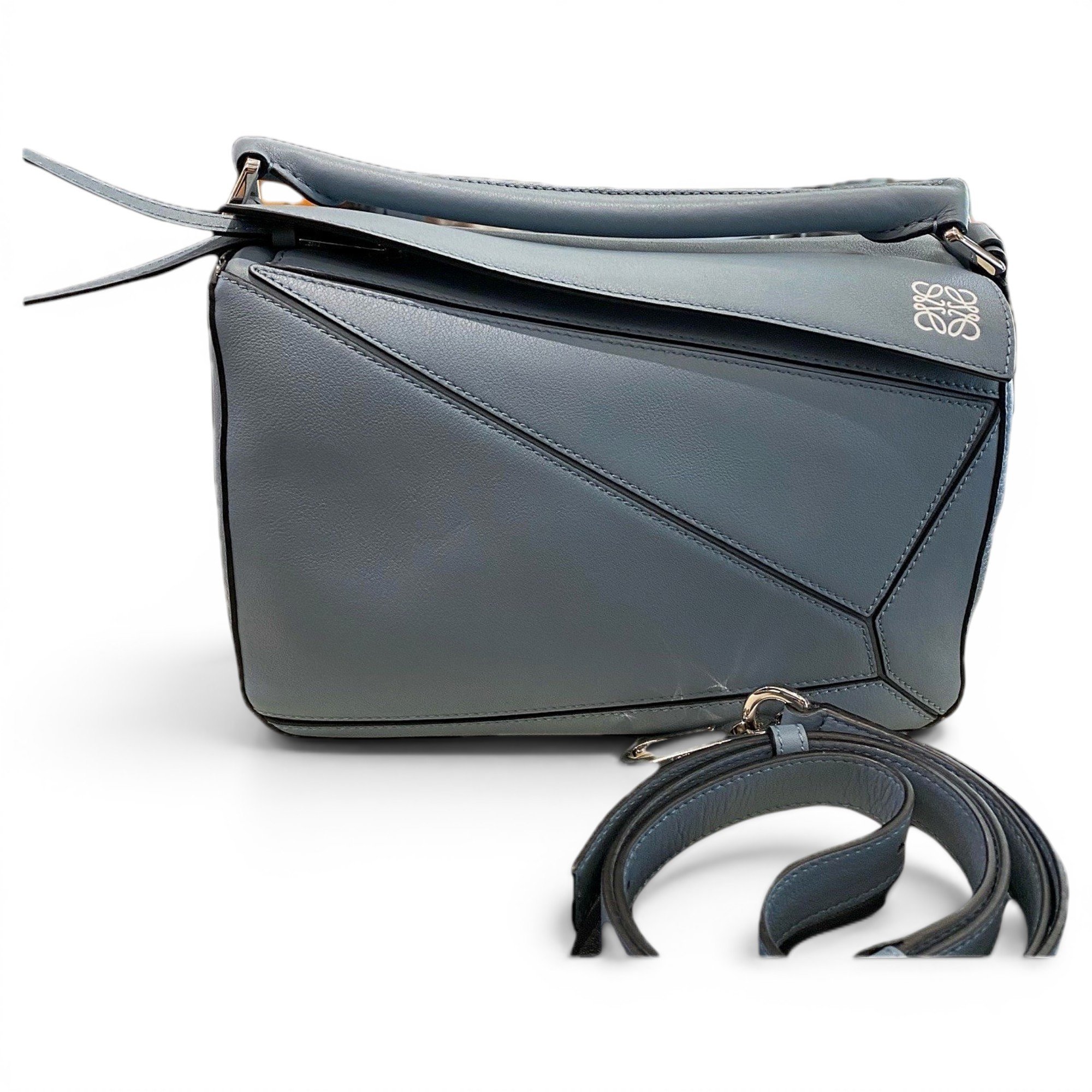 Puzzle leather handbag