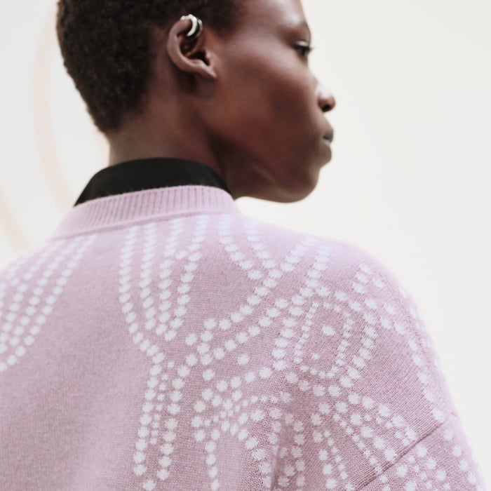 Rose Pâle Embroidered Long-sleeve Cardigan