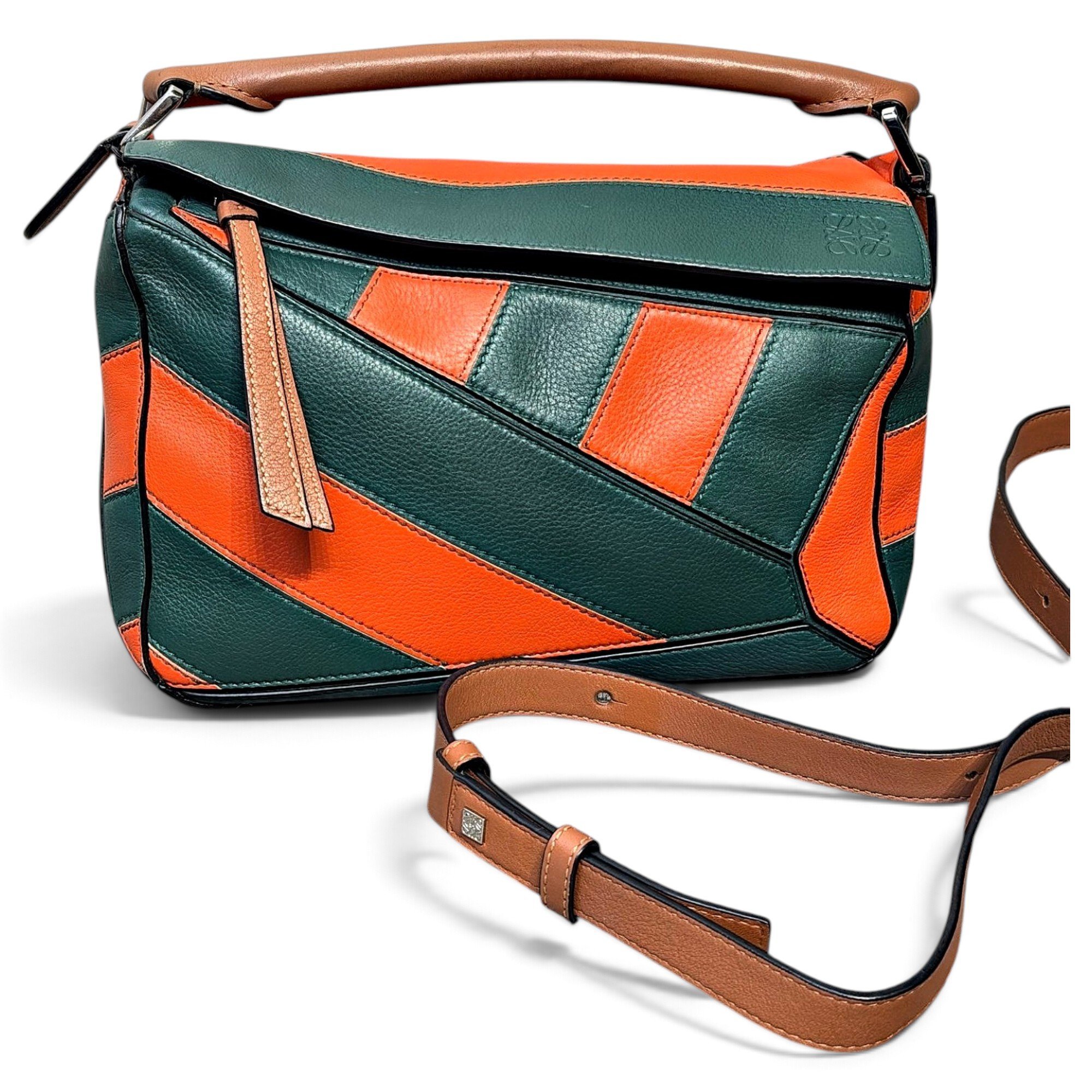 Puzzle leather handbag