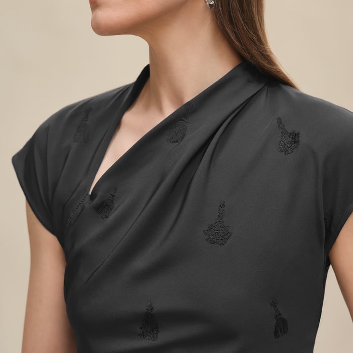 Gris Charbon Embroidered Slanted Dress