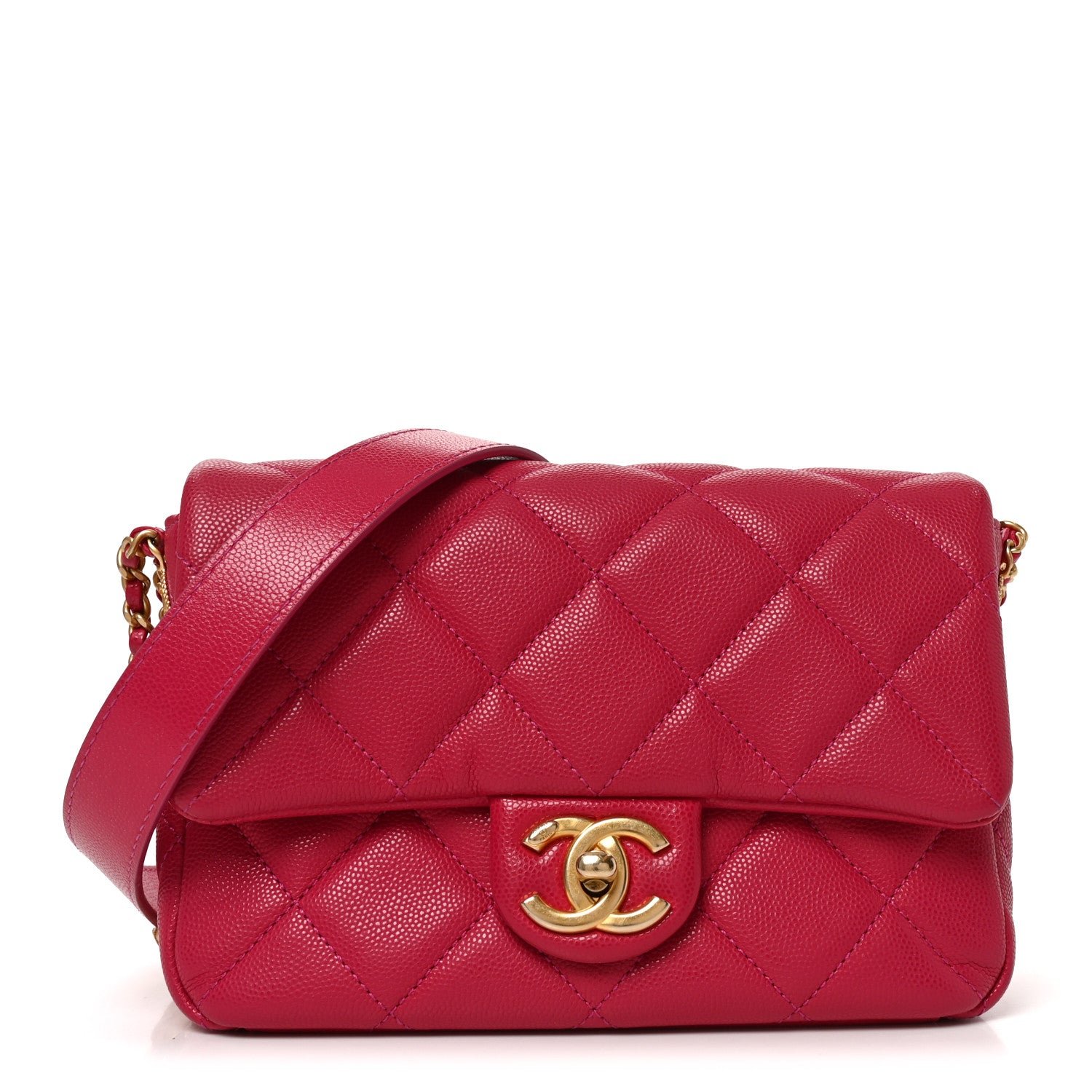Chanel Caviar Quilted Small Twist Your Buttons Flap Fuchsia