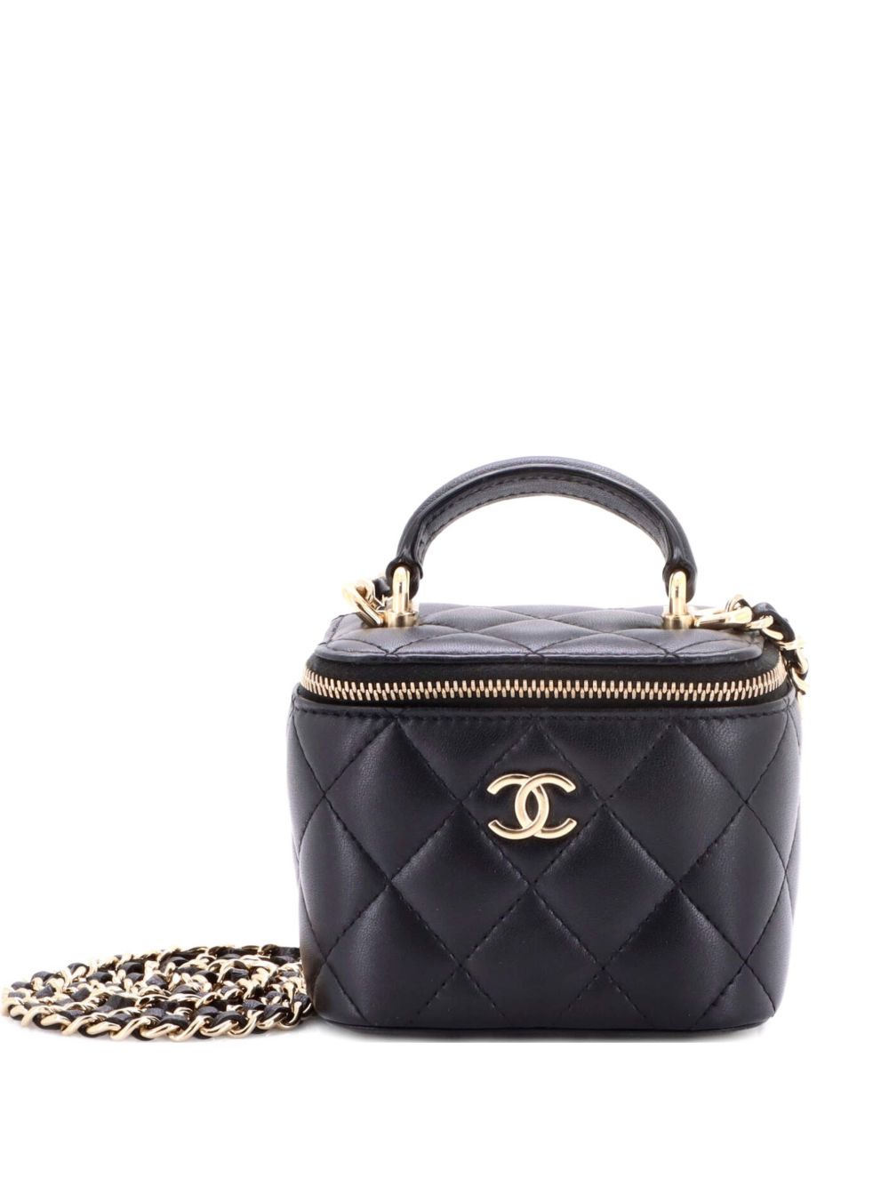 Classic Top Handle Vanity Case with Chain Quilted Lambskin Mini crossbody bag