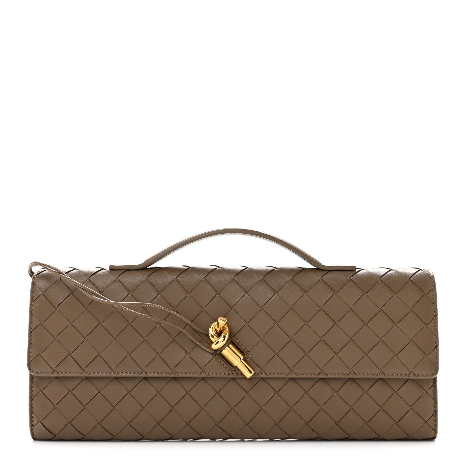 Bottega Veneta Nappa Intrecciato Long Andiamo Top Handle Clutch Pinecone