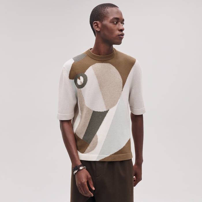Biscotte Cashmere "Intarsia Equithagore" Crewneck Sweater