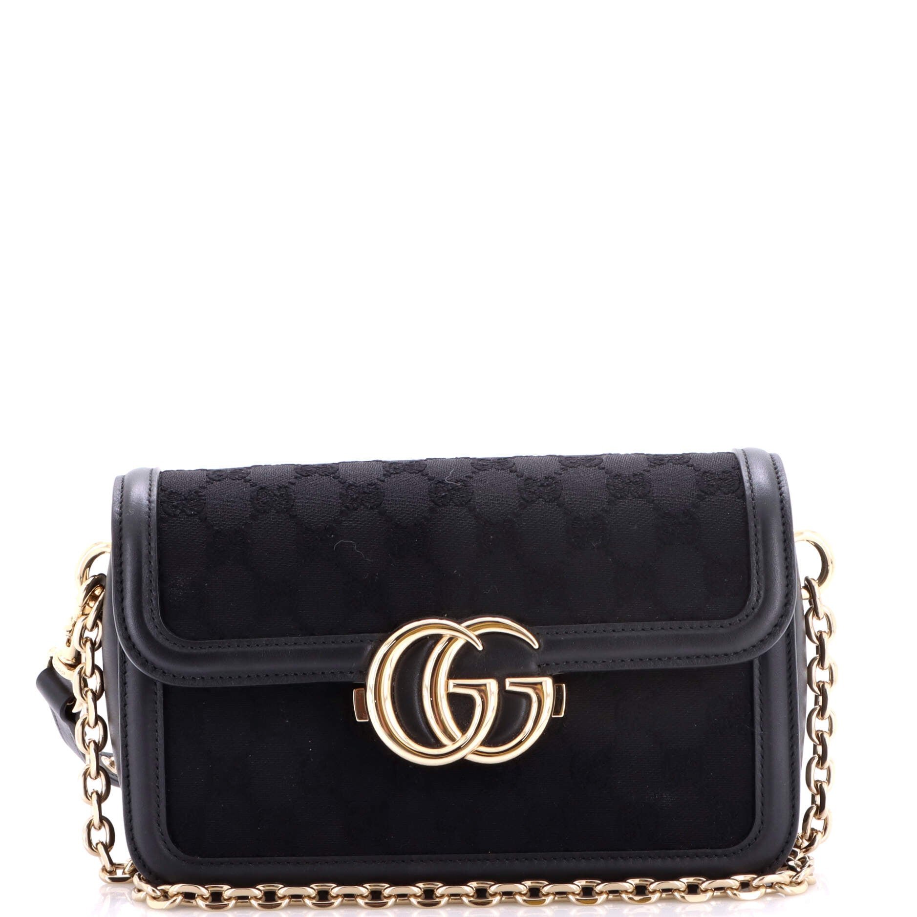 Go Shoulder Bag GG Canvas with Leather Small