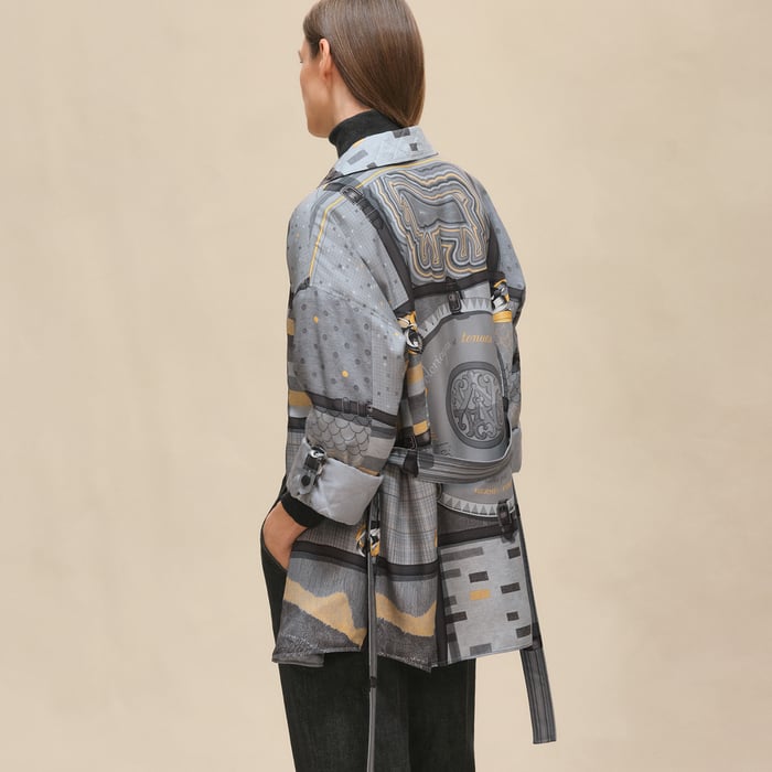 Gris Ténorite "Coloriages De Jour" Quilted Overshirt