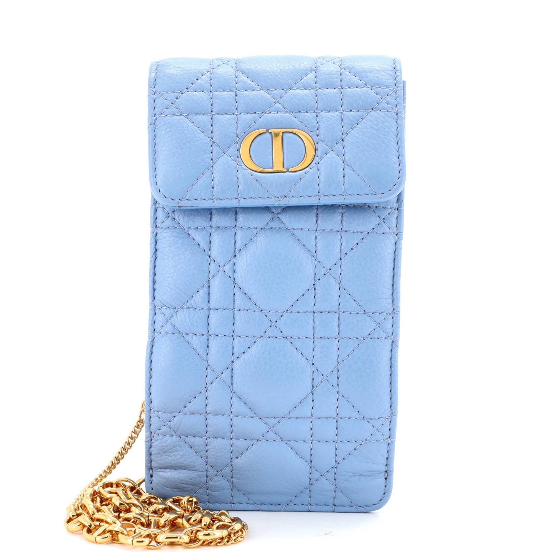 Caro Phone Holder with Chain Cannage Quilt Calfskin
