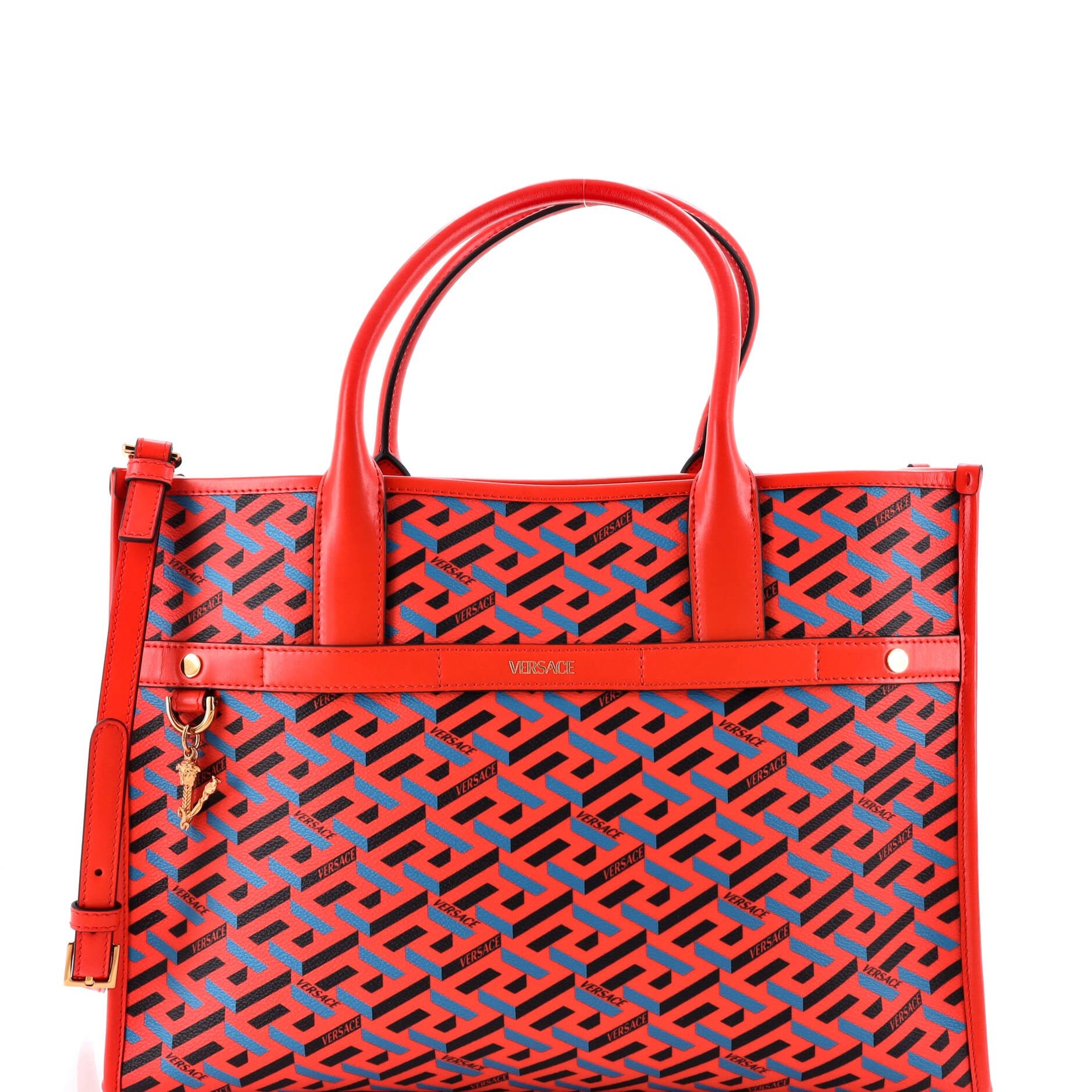 Top Handle Tote La Greca Signature Coated Canvas Medium