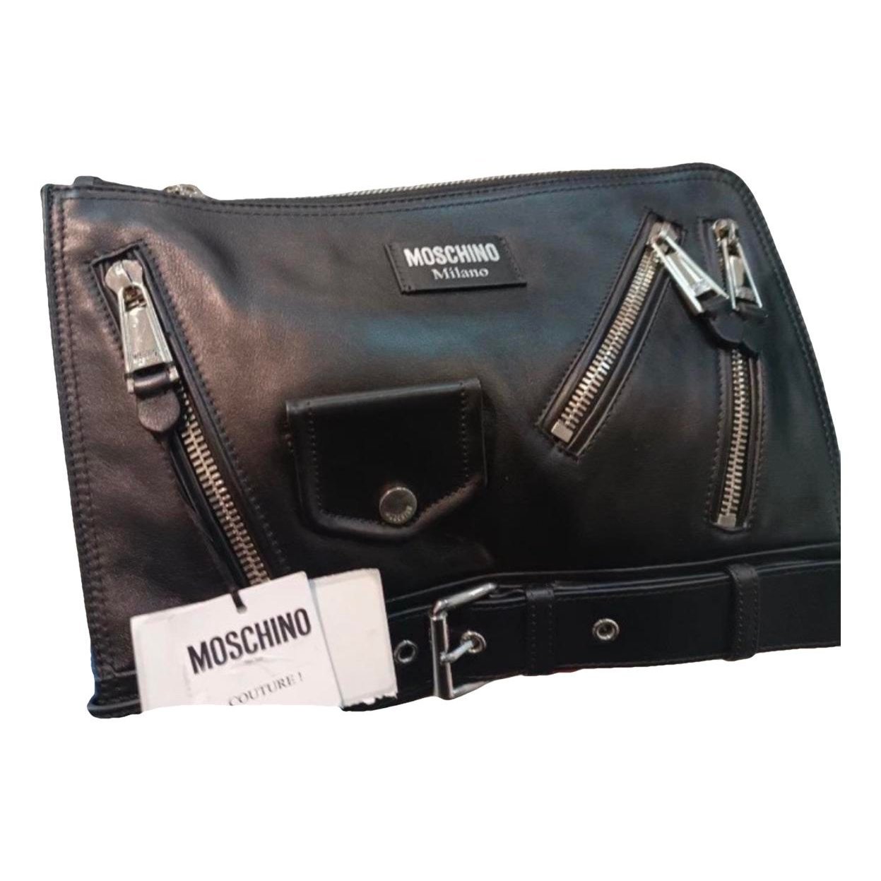Biker leather clutch bag