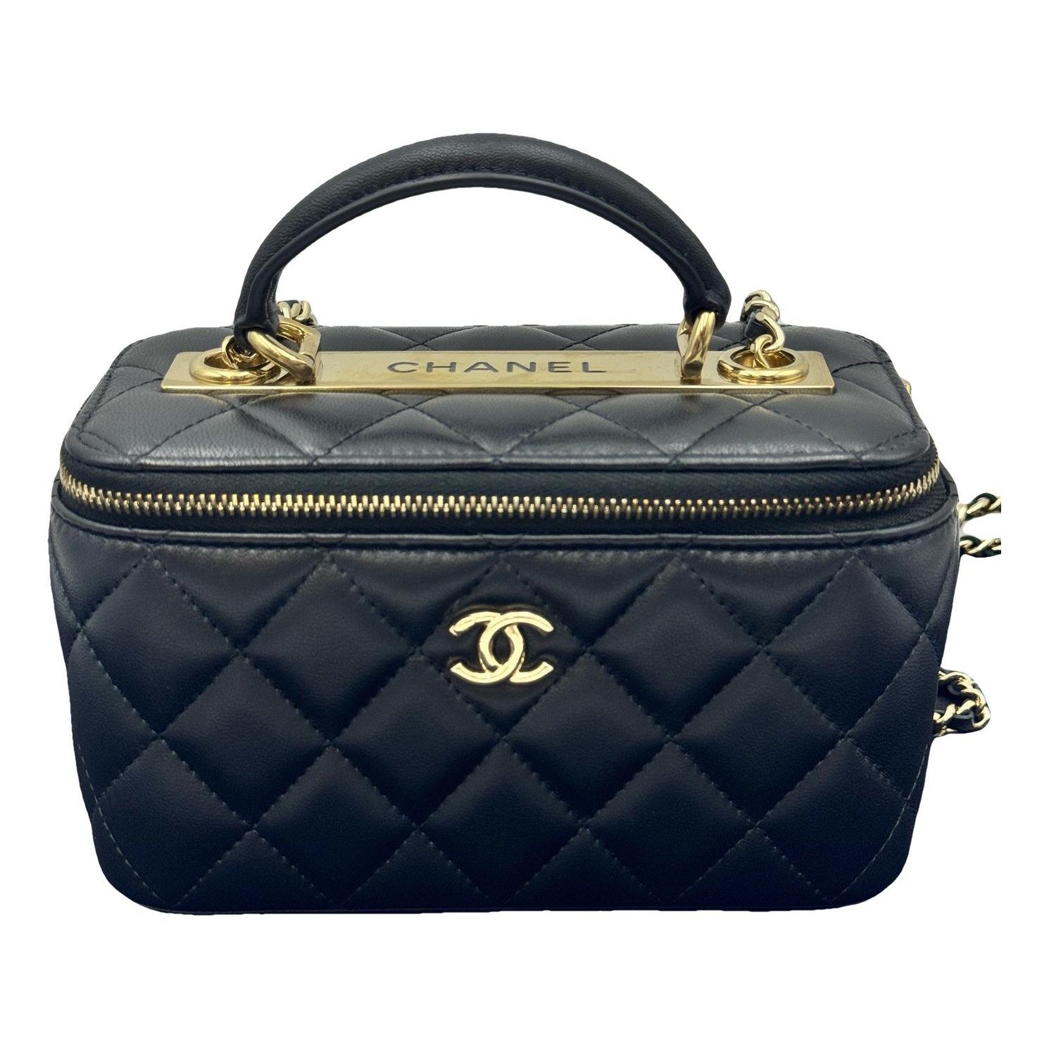 Trendy CC Top Handle leather handbag