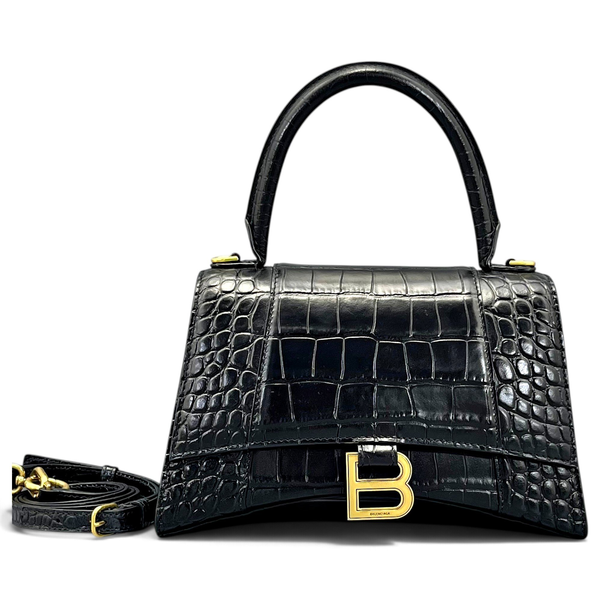 Hourglass leather handbag
